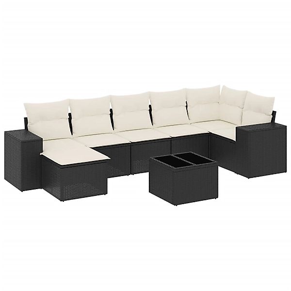 vidaXL 8-Tlg Garten-Sofagarnitur mit Kissen Schwarz Poly Rattan 3255223 günstig online kaufen