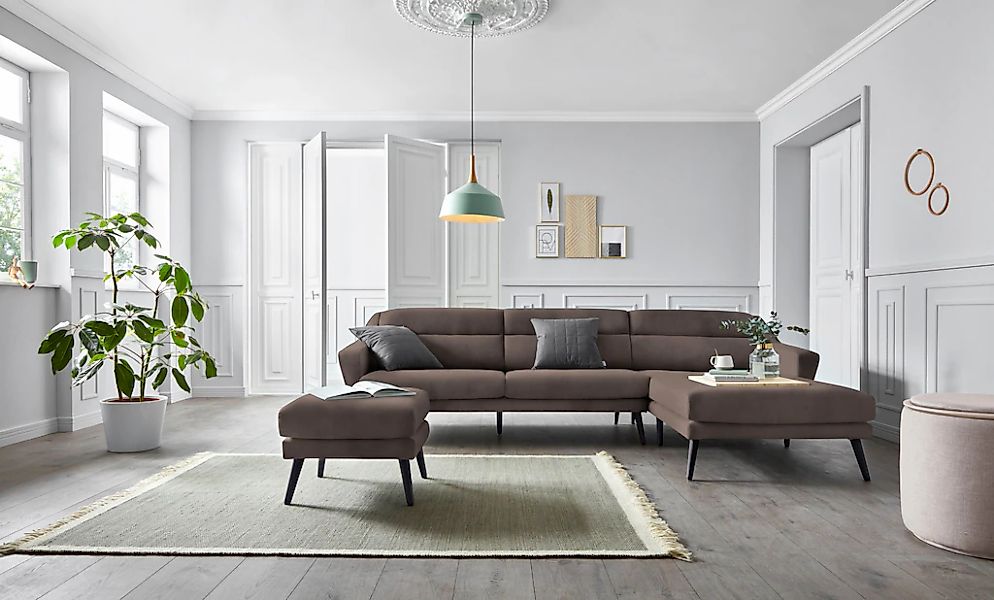 OTTO home Ecksofa "Bille L-Form" mit Naht im Rückenkissen und Beinen aus Ei günstig online kaufen