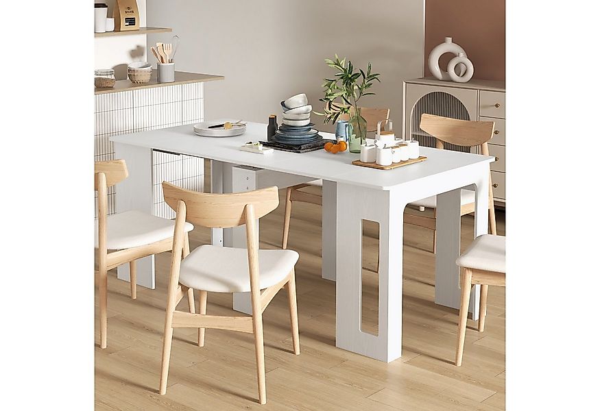 HOMCOM Klapptisch für bis 6 Personen, mit Stahlgleitschienen (Ausziehbar Kü günstig online kaufen