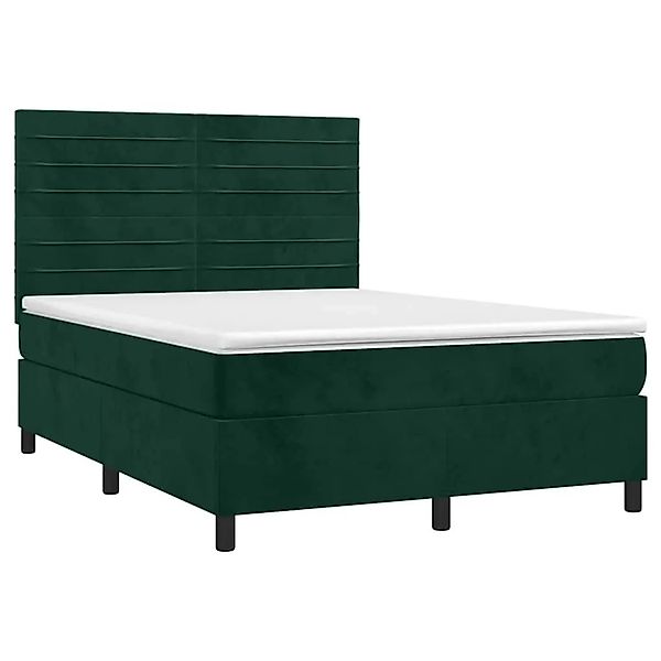 vidaXL Boxspringbett mit Matratze & LED Dunkelgrün 140x200 cm Samt 3136188 günstig online kaufen