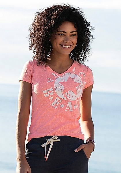 Venice Beach Strandshirt, mit Logo-Druck aus melierter Ware, Vintage-Look, günstig online kaufen