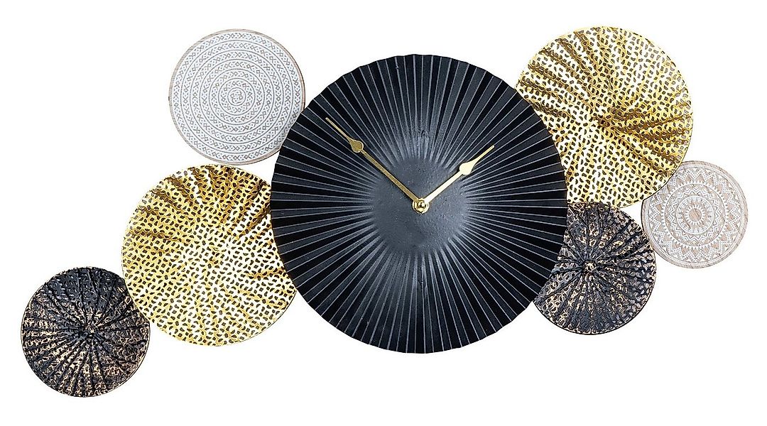 Levandeo® Wanduhr (Wanduhr 64x32cm Metall Schwarz Gold Wandbild Wanddeko Uh günstig online kaufen