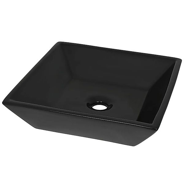 vidaXL Waschbecken Keramik Quadratisch Schwarz 41,5 x 41,5 x 12 cm 142739 günstig online kaufen