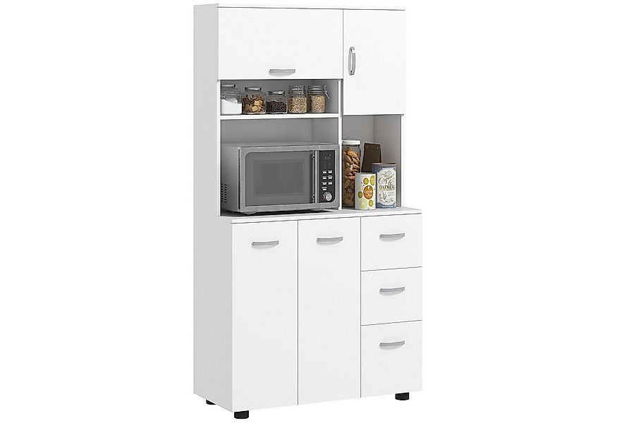 HOMCOM Küchenbuffet Küchenschrank mit 3 Schubladen, verstellbaren Einlegebö günstig online kaufen