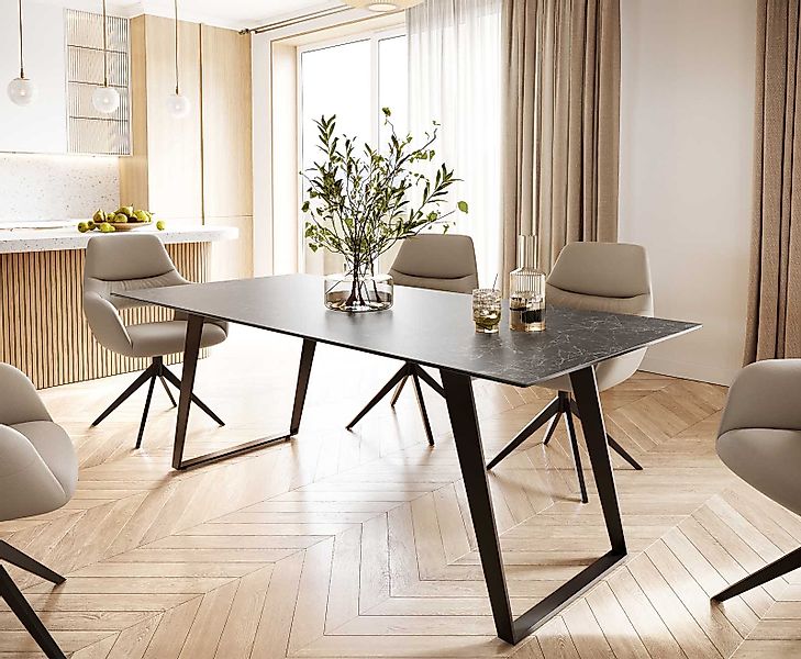 DELIFE Esstisch Edge, Keramik Laminam® Nero günstig online kaufen