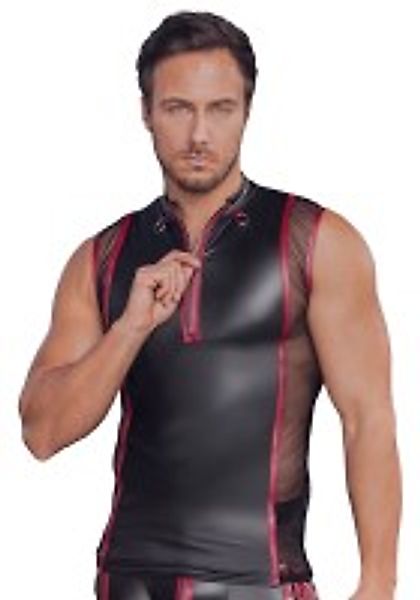 Ärmelloses Shirt im 2-Farb-Mattlook – Schwarz/Rot günstig online kaufen