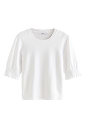 Next T-Shirt Kurzarm-T-Shirt mit Rüschenrand (1-tlg) günstig online kaufen