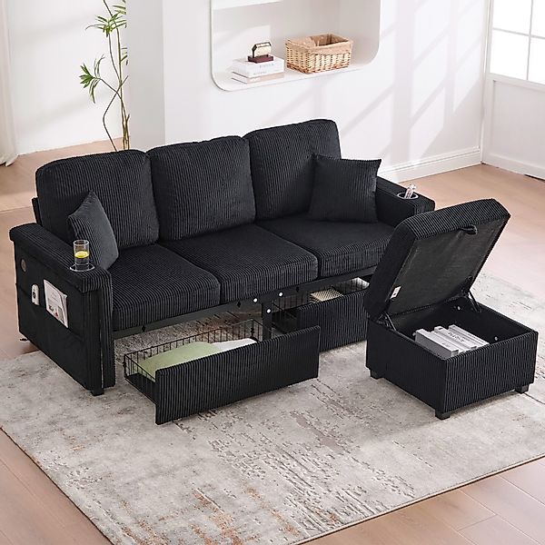 KLAM HOME Sofa Hochwertiges 3-Sitzer Samtsofa günstig online kaufen