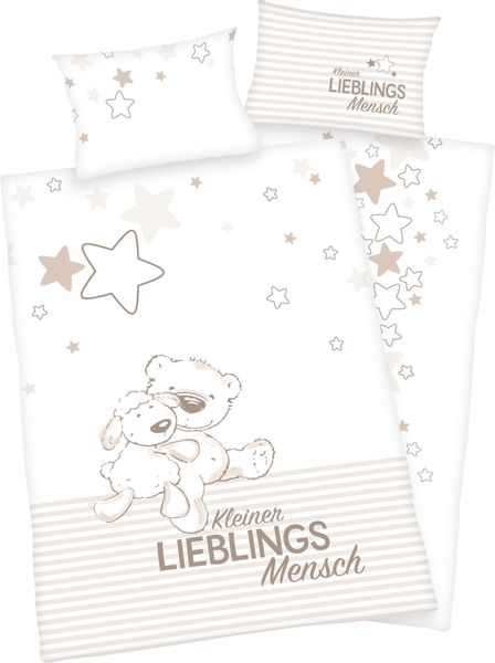 Baby Best Babybettwäsche "Kleiner Lieblingsmensch" mit Bärchen Motiv und li günstig online kaufen