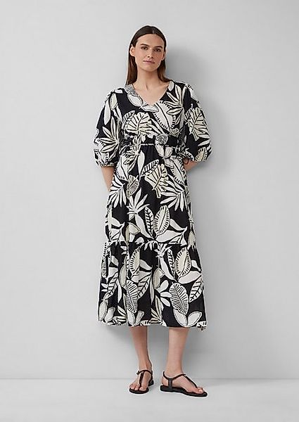 s.Oliver Maxikleid Maxikleid aus Baumwolle mit Binde-Details Raffung günstig online kaufen