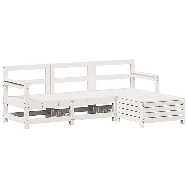 vidaXL 4-Tlg Garten-Sofagarnitur Weiß Massivholz Kiefer 3250801 günstig online kaufen