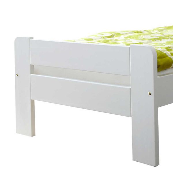 Holzbett und Nachtkonsole in Weiß Kiefer Massivholz (zweiteilig) günstig online kaufen