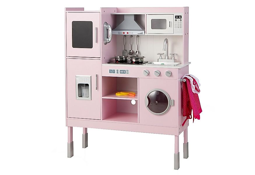 COSTWAY Spielküche Kinderküche Holz, 3-fach höhenverstellbar, mit 16 tlg. Z günstig online kaufen