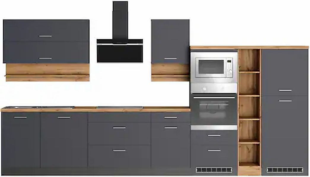 KOCHSTATION Küchenzeile »KS-Milan« 390 cm breit, viel Stauraum, wahlweise m günstig online kaufen