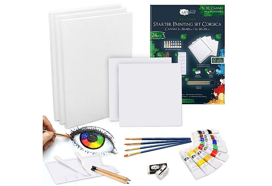 Artina Malerset 24tlg. Acrylfarben Set Corsica, Malset Acryl mit 5x Keilrah günstig online kaufen