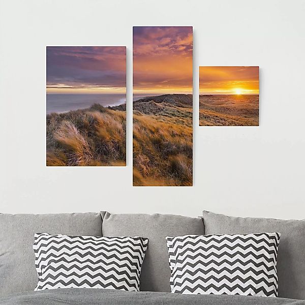 3-teiliges Leinwandbild - Querformat Sonnenaufgang am Strand auf Sylt günstig online kaufen