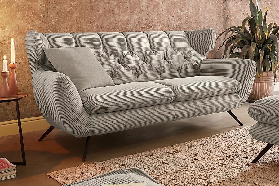 KAWOLA Sofa CHARME Cord steingrau günstig online kaufen