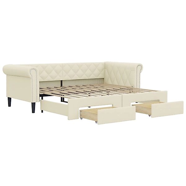 vidaXL Tagesbett Ausziehbar mit Schubladen Creme 90x200 cm Kunstleder 31977 günstig online kaufen