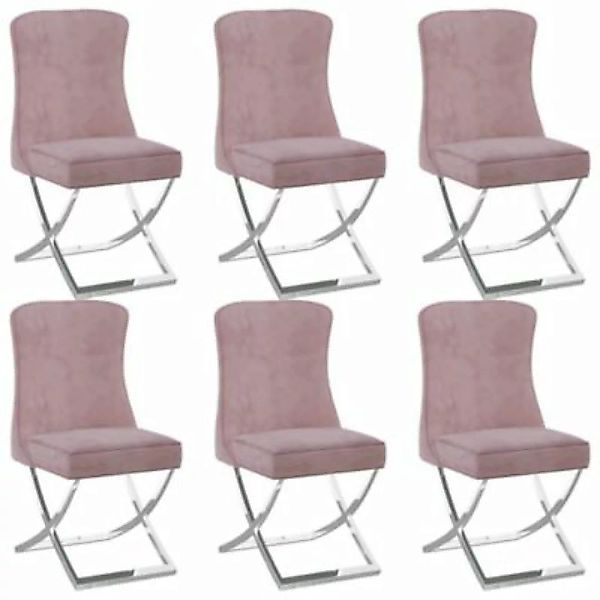 vidaXL Esszimmerstühle 6 Stk. Rosa 53x52x98 cm Samt & Edelstahl Esszimmerst günstig online kaufen