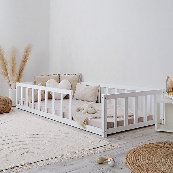 Homestyle4u Bodenbett 90x200 in Weiß mit Lattenrost 2523 günstig online kaufen