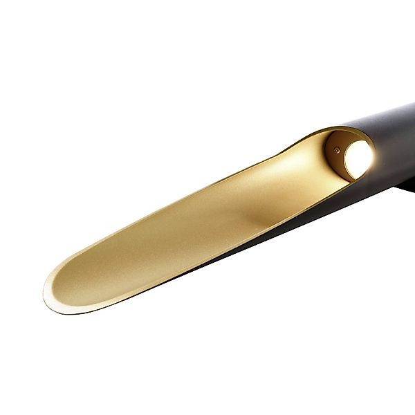 LED-Wandleuchte Apodis, schwarz/gold, Höhe 80 cm, Metall dim günstig online kaufen