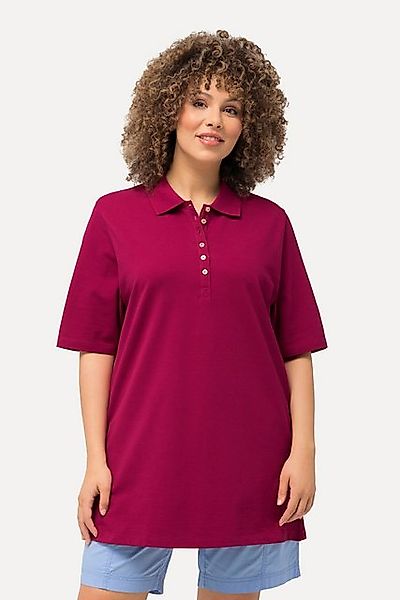 Ulla Popken T-Shirt Poloshirt Piqué Polokragen Samt-Knopfleiste günstig online kaufen