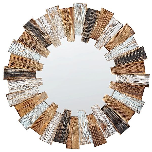 Beliani Dekospiegel ECATEPEC Heller Holzfarbton Weiss Schwarz 4x66x66 günstig online kaufen