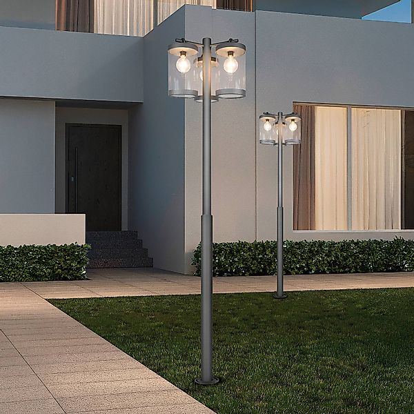 Außenleuchte Sambesi, H 240 cm, anthrazit, Dämmerungssensor günstig online kaufen