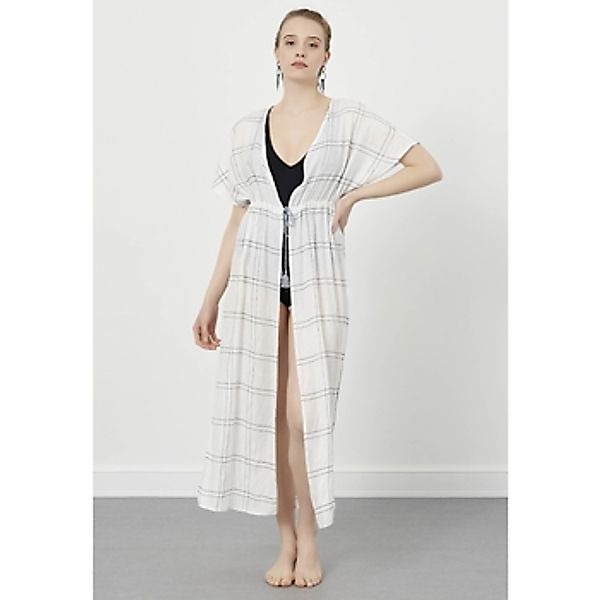 Just Like You  Strickjacken Karierter langer Kimono mit Gürtel und kurzen Ä günstig online kaufen