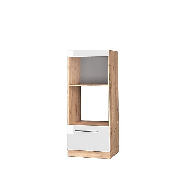 Vicco Mikrowellenumbauschrank Fame-Line, Weiß Hochglanz/Goldkraft Eiche, günstig online kaufen