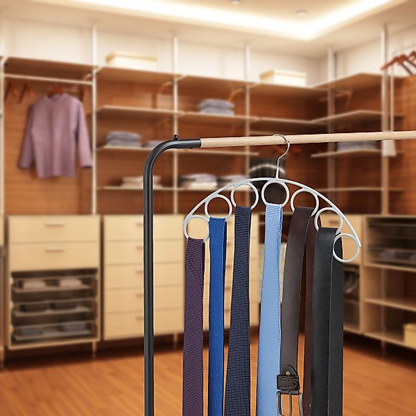 relaxdays Kleiderbügel Schalhalter mit 7 Ringen günstig online kaufen