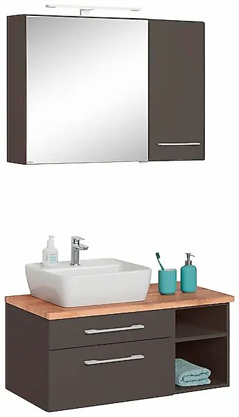 welltime Badmöbel-Set »Davos«, (3 St.), Spiegelschrank mit extra Regal günstig online kaufen