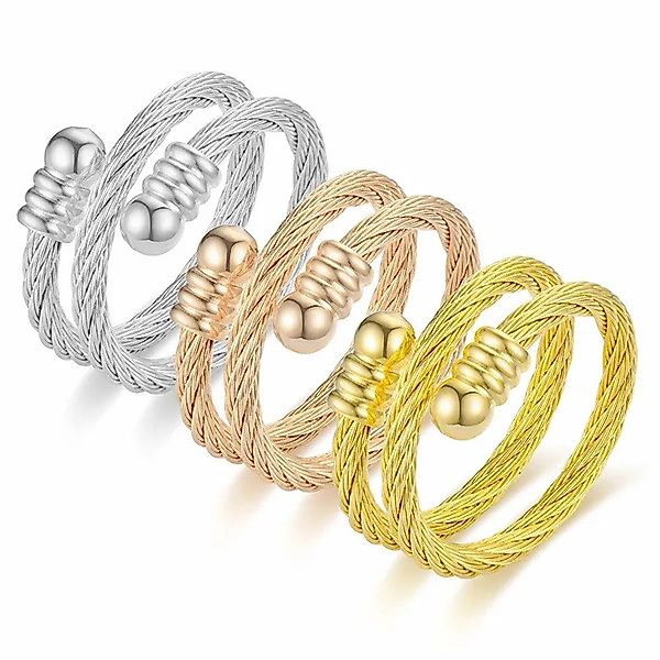 Eyecatcher Fingerring Flexibler Edelstahl-Drahtring Silber Roségold günstig online kaufen