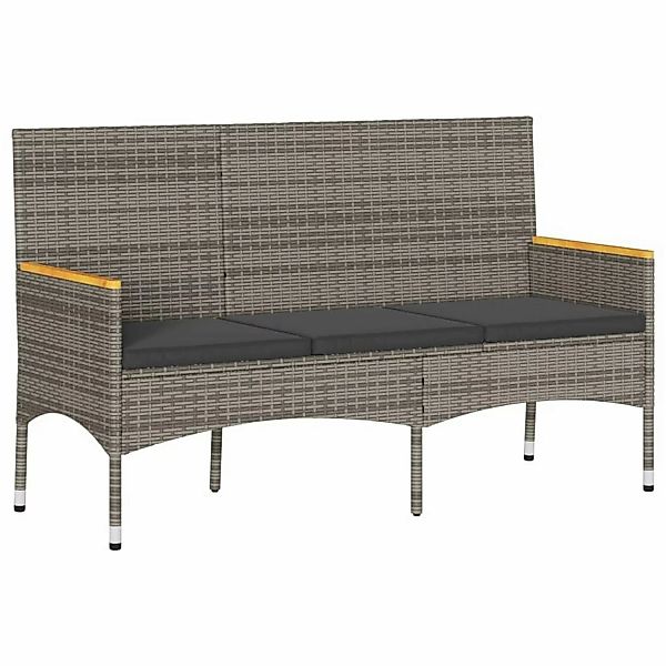 vidaXL Gartenbank 3-Sitzer mit Kissen Grau Poly Rattan 365442 günstig online kaufen