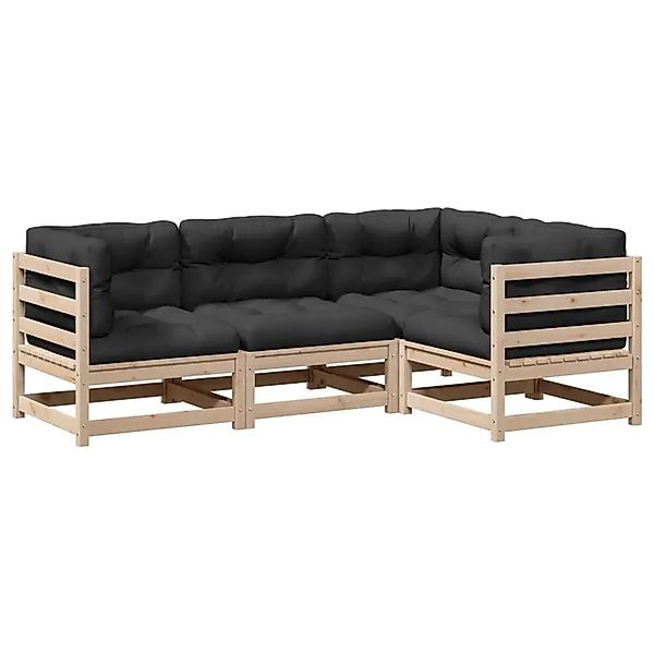 vidaXL 4-Tlg Garten-Sofagarnitur mit Kissen Massivholz Kiefer 3299412 günstig online kaufen
