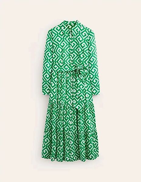 Flo Maxi-Hemdblusenkleid aus Baumwolle Damen Boden, Grünes Tamburin, Labyri günstig online kaufen