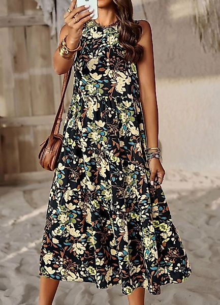 DEBAIJIA Dirndl Sommerkleid Damen Frauen Bedruckter Ärmellos Kleid Lässiger günstig online kaufen