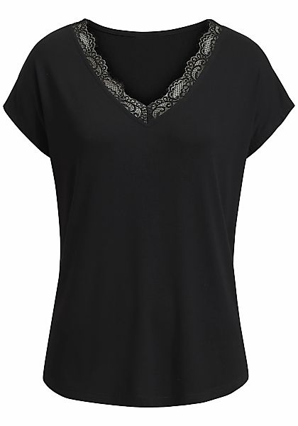 LASCANA V-Shirt "mit Spitze" aus angenehmer Viskose-Qualität günstig online kaufen