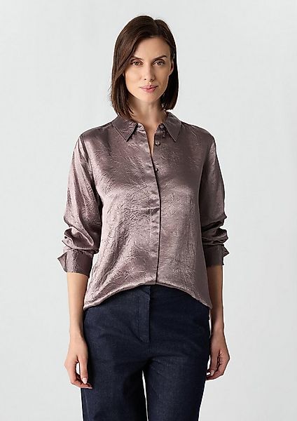 comma Langarmbluse Bluse Hemdbluse aus crinkled Satin mit Zierknöpfen günstig online kaufen