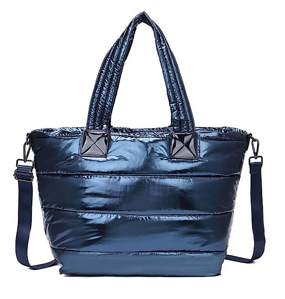 ITALYSHOP24 Schultertasche XL Damen Nylontasche Shopper Strandtasche glänze günstig online kaufen