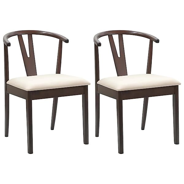 vidaXL Esszimmerstuhl 2 Stk Hellbraun und Hell Massives Gummiholz 42020402 günstig online kaufen