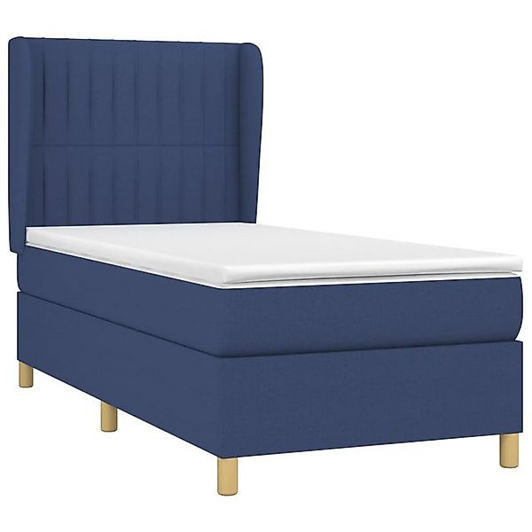 vidaXL Boxspringbett, Boxbett mit Matratze Blau 90x190 cm Stoff günstig online kaufen