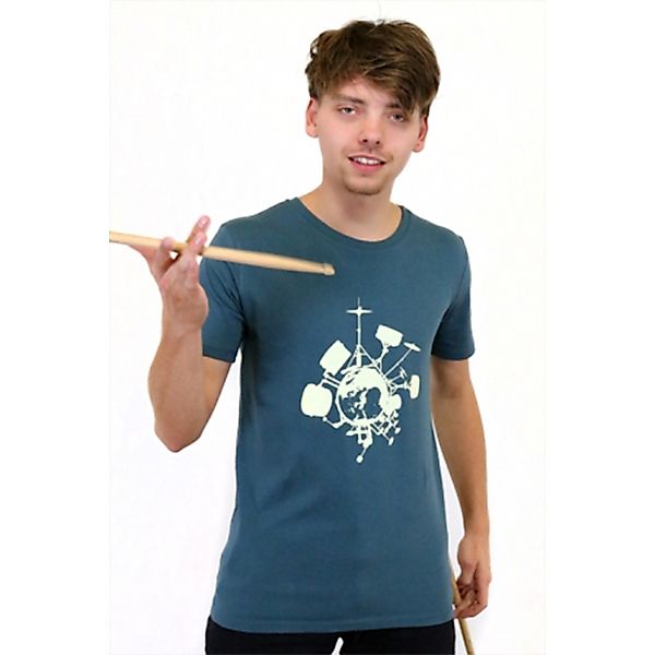 T-shirt "Drums", Herren, Bedruckt, Handsiebdruck, Bio-baumwolle, Musikalisc günstig online kaufen