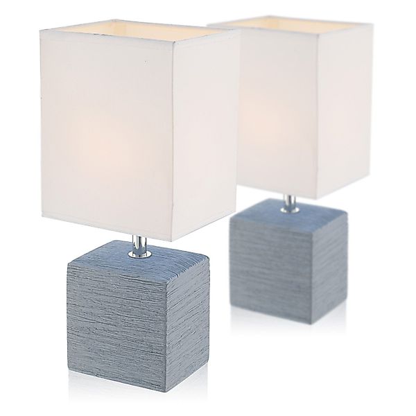 bmf-versand Tischleuchte Nachttischlampe 2er Set Grau günstig online kaufen