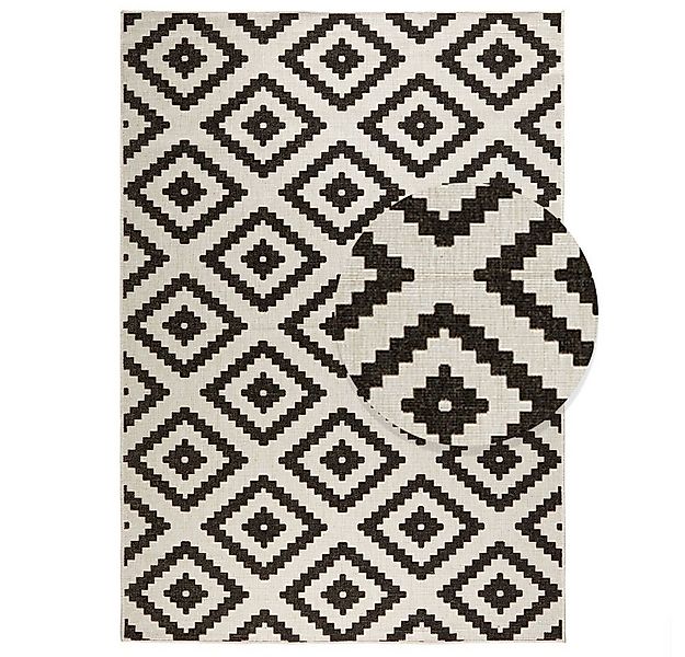 Teppich Boss Teppich Wendeteppich Malta Schwarz Creme In- & Outdoor, rechte günstig online kaufen
