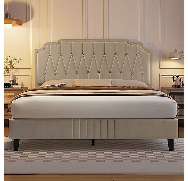 Yaheetech Polsterbett Bettgestell, Doppelbett 140 × 200 cm mit höhenverstel günstig online kaufen