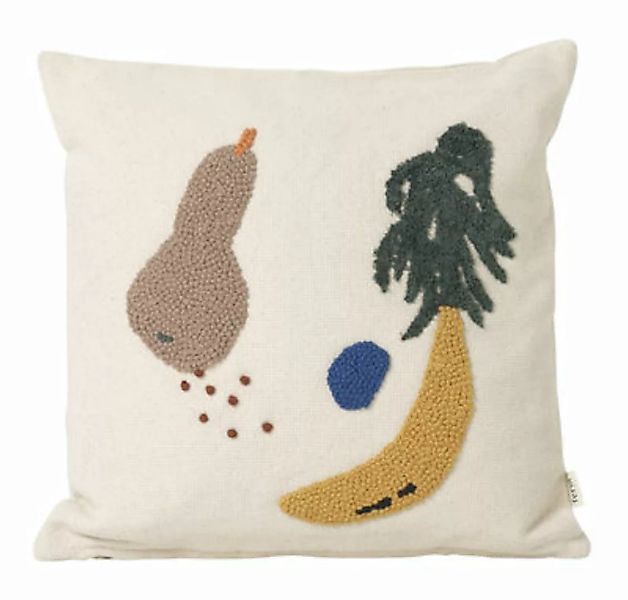 Kissen Banane textil bunt / mit Stickapplikationen - 40 x 40 cm - Ferm Livi günstig online kaufen
