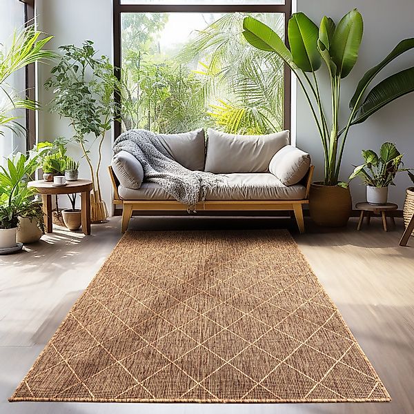 SIMPEX24 Outdoorteppich Rauten Design, Rechteckig, Höhe: günstig online kaufen