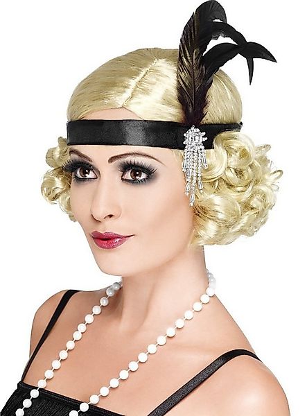 Smiffys Kostüm 20er Jahre Stirnband schwarz, Nostalgisches Accessoire für L günstig online kaufen
