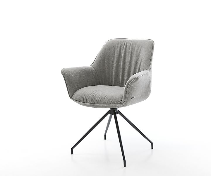 Esszimmerstuhl Keila-Flex mit Armlehnen Strukturstoff Soft Grau Kreuzgestel günstig online kaufen